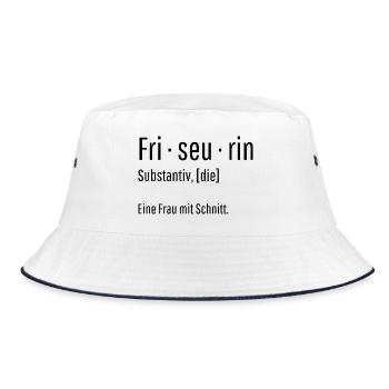 Friseurin Substantiv Definition Geschenk - Bucket Hat - Weiß/Navy - Vorne