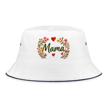 Watercolor Floral Mama Cute Mother's Day T-Shirt - Bucket Hat - Weiß/Navy - Vorne