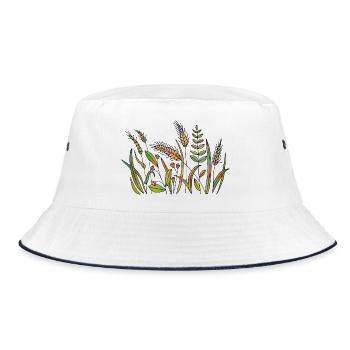 Gras - Bucket Hat - Weiß/Navy - Vorne