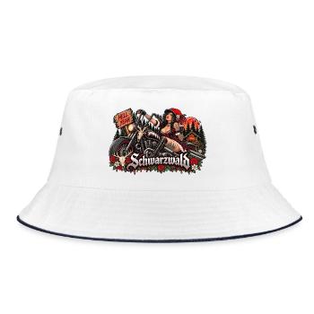  Schwarzwald Bikerin Hell Yeah Motorrad Und - Bucket Hat - Weiß/Navy - Vorne