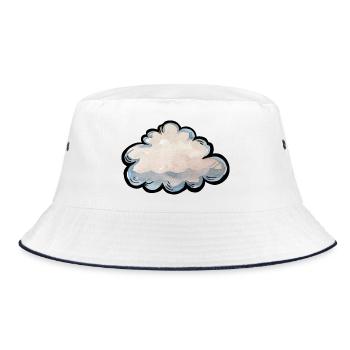 Pastel Cloud Aquarellgrafik - Bucket Hat - Weiß/Navy - Vorne