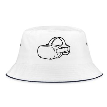 VR Brille Headset Grafik - Bucket Hat - Weiß/Navy - Vorne