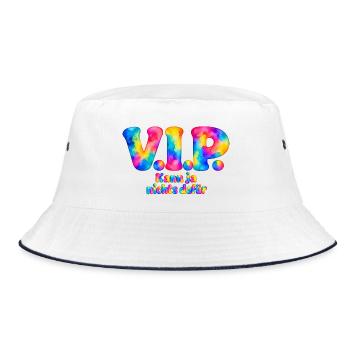 V.I.P. – Kann ja nichts dafür – Aquarell Humor - Bucket Hat - Weiß/Navy - Vorne