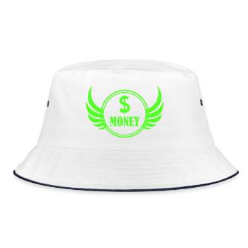 Winged Money Neon - Bucket Hat - Weiß/Navy - Vorne