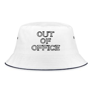 OUT OF OFFICE Schriftzug handgezeichnet - Bucket Hat - Weiß/Navy - Vorne