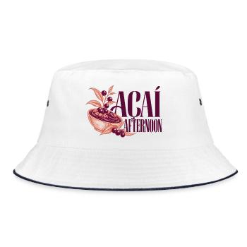 Acai Afternoon Botanischer Aufnäher mit Acai Bowl - Bucket Hat - Weiß/Navy - Vorne