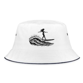Surfer Girl - Bucket Hat - Weiß/Navy - Vorne
