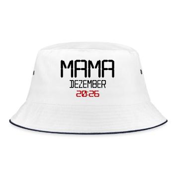 Geburt Baby, Dezember 2026 Mama - Bucket Hat - Weiß/Navy - Vorne