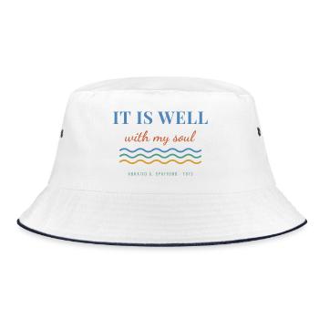 It Is Well With My Soul – Christian Hymn - Bucket Hat - Weiß/Navy - Vorne