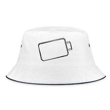 Batterie handgezeichnet - Bucket Hat - Weiß/Navy - Vorne