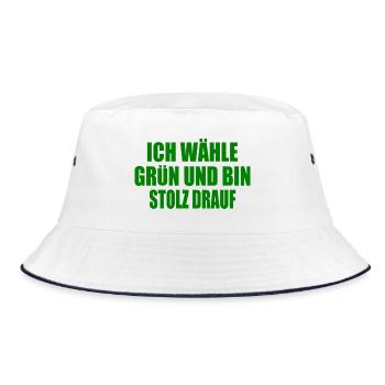 ich wähle grün und bin stolz darauf - Bucket Hat - Weiß/Navy - Vorne
