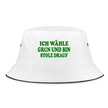 ich wähle grün und bin stolz darauf - Bucket Hat - Weiß/Navy - Vorne