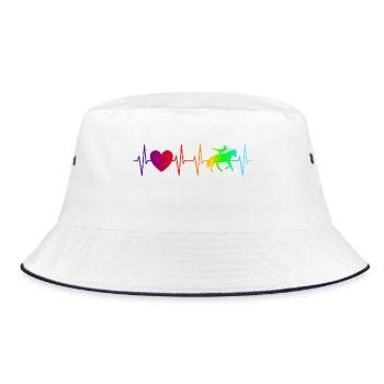 Volti Herzschlag bunt Geschenkidee Volti - Bucket Hat - Weiß/Navy - Vorne