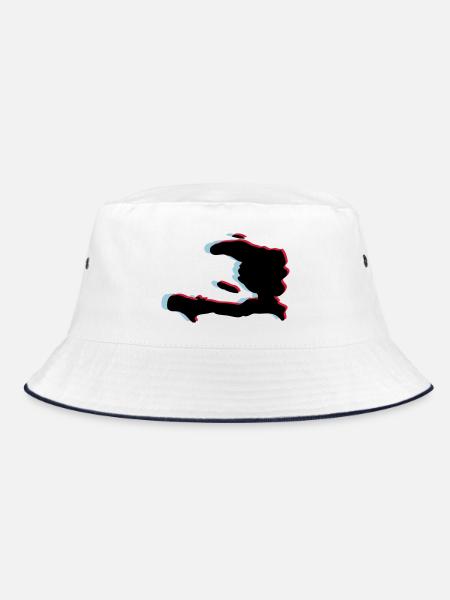 3D-Anaglyphen grün HAITI - Bucket Hat - Weiß/Navy - Vorne