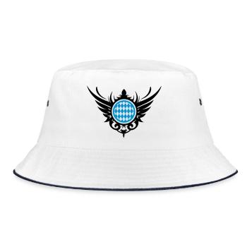 Bayern Wappen Blau Weiß mit Flügel - Bucket Hat - Weiß/Navy - Vorne