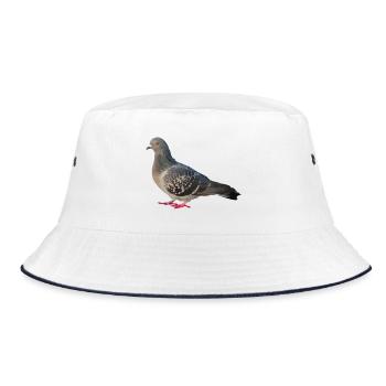 Prachtvolles Taubenporträt Farbenspiel - Bucket Hat - Weiß/Navy - Vorne