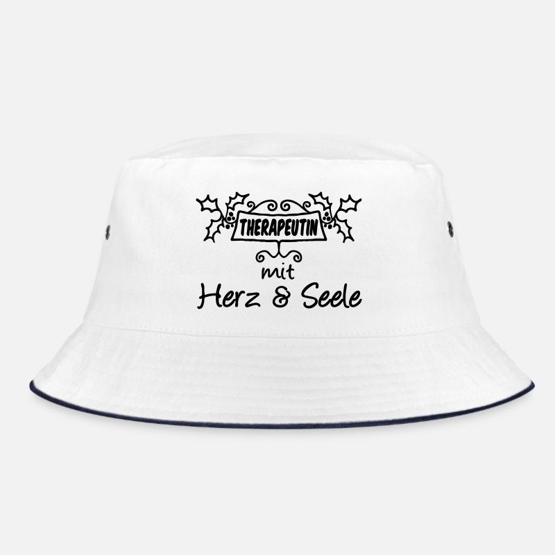 Therapeutin Herz & Seele Geschenk - Bucket Hat - Weiß/Navy