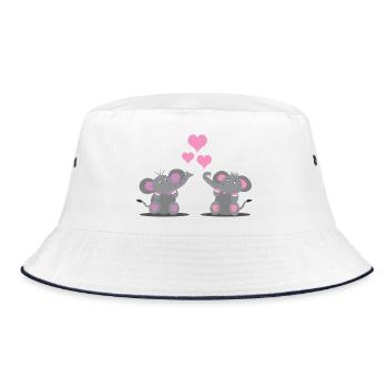Elephants in Love - Bucket Hat - Weiß/Navy - Vorne