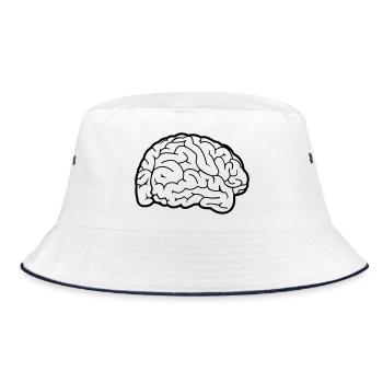 Brain - Gehirn, Gehirnwindungen - Bucket Hat - Weiß/Navy - Vorne
