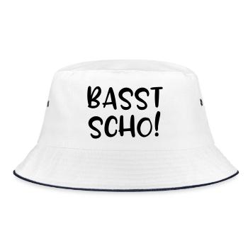 Basst scho, lustige Bayern - Bucket Hat - Weiß/Navy - Vorne