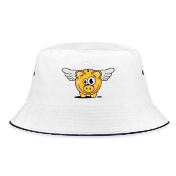 A piggy bank with wings and halo - Bucket Hat - white/navy - Front