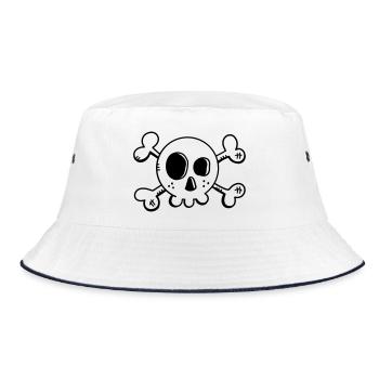 Comic Totenschädel - Schädel - Pirat - Skull - Bucket Hat - Weiß/Navy - Vorne