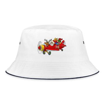 Santa im Flieger - Bucket Hat - Weiß/Navy - Vorne
