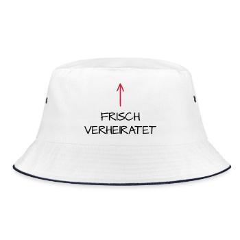 Frisch verheiratet Flitterwochen Hochzeitsreise - Bucket Hat - Weiß/Navy - Vorne