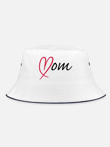 Mom Herz - Bucket Hat - Weiß/Navy - Vorne