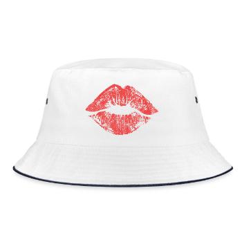 Kissing lipstick - Bucket Hat - white/navy - Front