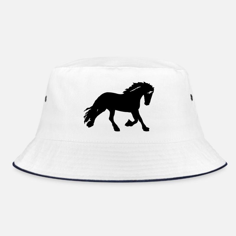 Pferd - Bucket Hat - Weiß/Navy