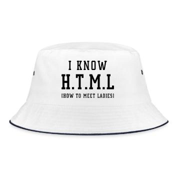 I know HTML - Bucket Hat - white/navy - Front