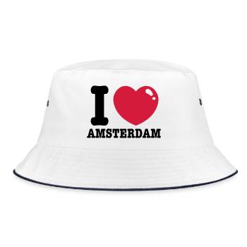 amsterdam - Bucket Hat - white/navy - Front
