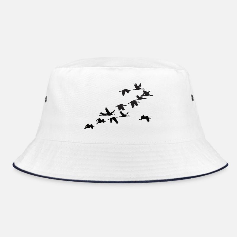 Kraniche - Bucket Hat - Weiß/Navy