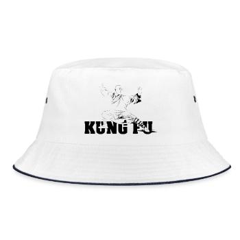 shaolin kungfu master fighter symbol - Bucket Hat - white/navy - Front