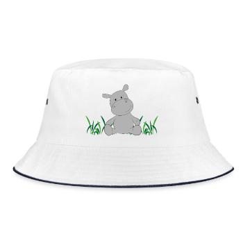 Hippopotamus on meadow - Bucket Hat - white/navy - Front