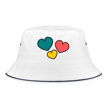 ICH LIEBE DICH. ICH LIEBE DICH. LIEBE. LIEBE. HERZ. - Bucket Hat - Weiß/Navy - Vorne
