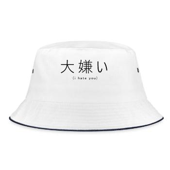 Ich hasse dich (Japanisch) - Bucket Hat - Weiß/Navy - Vorne