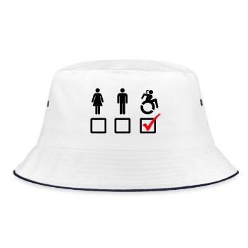 Symbole du fauteuil roulant, humour handicapé, plaisir # - Bob - blanc/marine - Devant