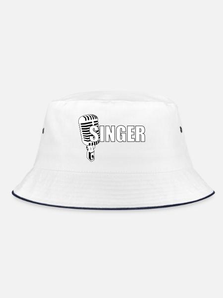Singer - Music - Bucket Hat - white/navy - Front