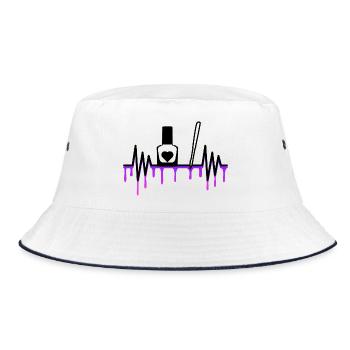 Heartbeat Nail Nail Polish Nail Artist Gift Heart - Bucket Hat - white/navy - Front