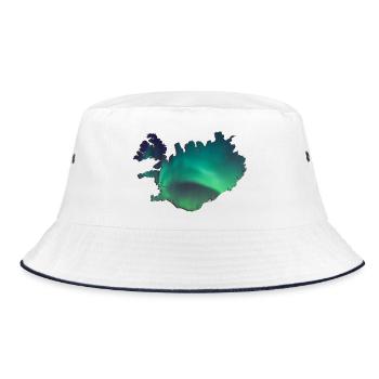 Island Iceland Nordlichter Topographie Design - Bucket Hat - Weiß/Navy - Vorne