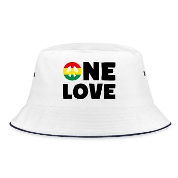 ONE LOVE Peace Jamaica Reggae Rastafari - Bob - blanc/marine - Devant