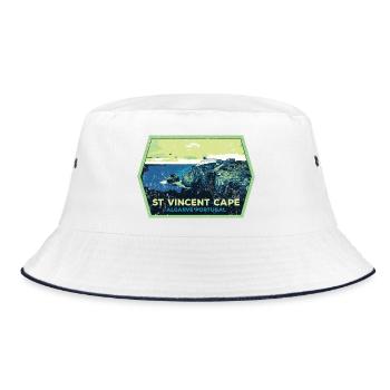 Algarve Portugal, Kap St. Vincent, Strand Sommersonne - Bucket Hat - Weiß/Navy - Vorne