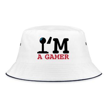 A Gamer Bold Typography - Bucket Hat - white/navy - Front