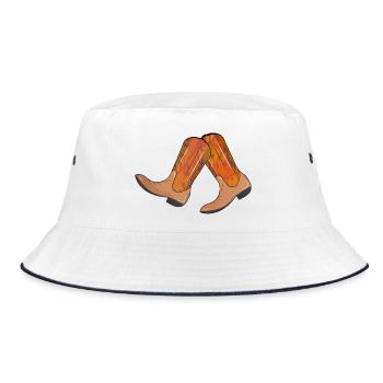extravagant western boots with flame pattern - Bucket Hat - white/navy - Front