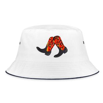 extravagant western boots with flame pattern - Bucket Hat - white/navy - Front
