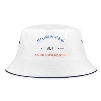 My english is bad but my french kiss is good - Bucket Hat - white/navy - Front