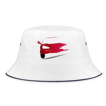 Drawing of a red sports car - Bucket Hat - white/navy - Front