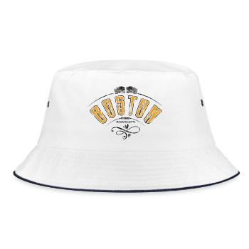 Boston grunge effect - Bucket Hat - white/navy - Front